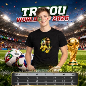 Tricou Ronaldinho Brazil World Cup Fifa 2026 V2, din bumbac 100%, tricou negru, Copii | Dama | Barbat - Img 6