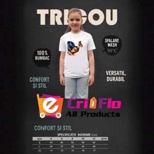 Tricou Rottweiler calm cu fluture portocaliu si flori colorate contrast vibrant Copii | Dama | Barbat Barbat - Img 15