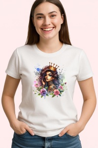 Tricou royal crown girl roses tattoo art, fata cu coroana regala si tatuaj trandafiri, Copii | Dama | Barbat - Img 3