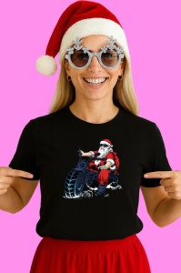 Tricou Santa Fat Bike, din bumbac 100% Copii | Dama | Barbat - Img 3