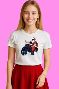 Tricou Santa Fat Bike, din bumbac 100% Copii | Dama | Barbat - Img 3