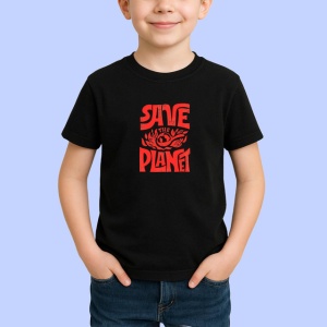 Tricou Save The Planet Design Ecologic Rosu, din bumbac 100%, tricou negru Copii | Dama | Barbat - Img 2