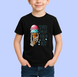 Tricou Schelet cu inghetata roz text sweet as sugar cold as ice contrast funny Copii | Dama | Barbat Barbat - Img 6
