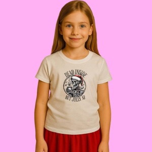 Tricou Schelet Dead Inside But Jolly Af Cu Cana Craciun, din bumbac 100%, tricou alb, Copii | Dama | Barbat - Img 2
