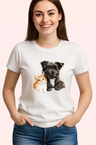 Tricou Schnauzer Miniatural negru si pisica portocalie legatura stransa Copii | Dama | Barbat Barbat - Img 3