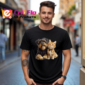 Tricou Schnauzer Miniatural si pisica portocalie cei mai buni prieteni Copii | Dama | Barbat Barbat - Img 17