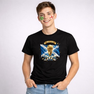 Tricou Scotland World Cup 2026 Fifa V2, din bumbac 100%, tricou negru, Copii | Dama | Barbat