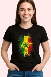 Tricou Senegal Steag Splash Art, Copii | Dama | Barbat, culoare negru - Img 4