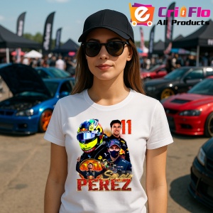 Tricou Sergio Perez Imagine Red Bull Masina Si Portret Formula 1, Copii | Dama | Barbat - Img 8