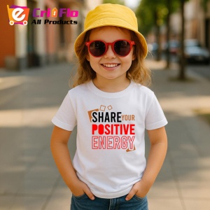 Tricou Share Your Positive Energy Text Rosu V2, din bumbac 100% , tricou alb pentru Copii | Dama | Barbat - Img 5