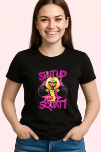 Tricou Shut Up And Squat Roz Haltere, Copii | Dama | Barbat, culoare negru - Img 4