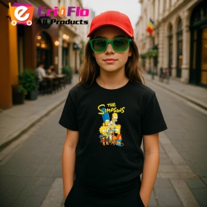 Tricou Simpson familia galbena din springfield in aventuri zilnice, Copii | Dama | Barbat , tricou negru - Img 4