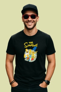 Tricou Simpson familia reunita ridicand mainile in semn de victorie, Copii | Dama | Barbat , tricou negru - Img 4