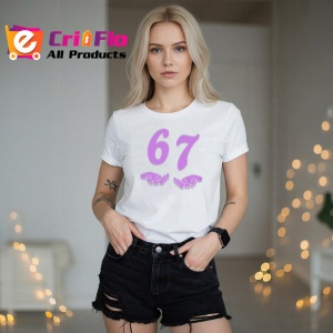 Tricou SIX SEVEN 67 Aripi Violet Fantasy, din bumbac 100%, tricou alb, Copii | Dama | Barbat