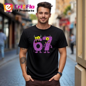 Tricou SIX SEVEN 67 Cartoon 6 si 7 Running, din bumbac 100%, tricou negru, Copii | Dama | Barbat - Img 3