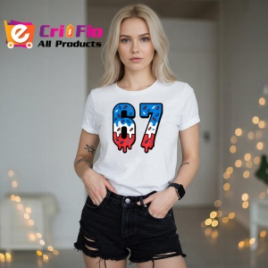 Tricou SIX SEVEN 67 Drip Tricolor, din bumbac 100%, tricou alb, Copii | Dama | Barbat - Img 3
