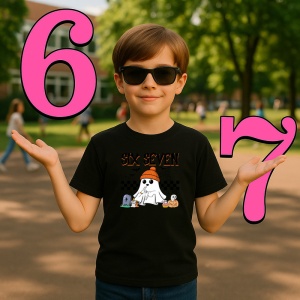 Tricou SIX SEVEN 67 Fantoma Halloween, din bumbac 100%, tricou negru, Copii | Dama | Barbat - Img 2