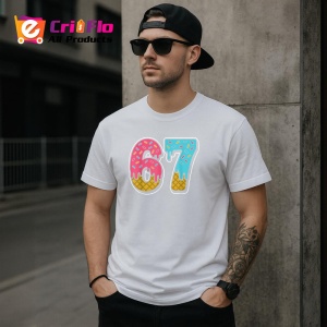 Tricou SIX SEVEN 67 Ice Cream Numbers, din bumbac 100%, tricou alb, Copii | Dama | Barbat - Img 3