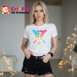 Tricou SIX SEVEN 67 Inghetata Baseball, din bumbac 100%, tricou alb, Copii | Dama | Barbat - Img 1