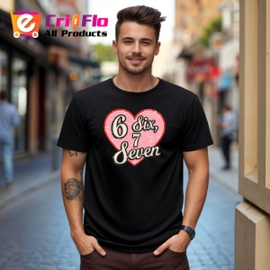 Tricou SIX SEVEN 67 Inima Script Eleganta, din bumbac 100%, tricou negru, Copii | Dama | Barbat - Img 2