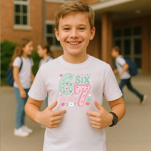 Tricou SIX SEVEN 67 Inimi Pastel Dragut, din bumbac 100%, tricou alb, Copii | Dama | Barbat - Img 2