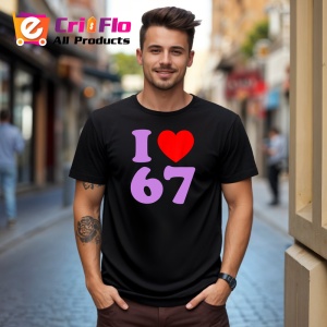 Tricou SIX SEVEN 67 Iubesc Numarul 67, din bumbac 100%, tricou negru, Copii | Dama | Barbat