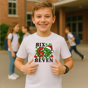 Tricou SIX SEVEN 67 Logo Clasic Verde, din bumbac 100%, tricou alb, Copii | Dama | Barbat - Img 2