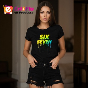 Tricou SIX SEVEN 67 Logo Drip Verde, din bumbac 100%, tricou negru, Copii | Dama | Barbat - Img 3