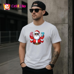 Tricou SIX SEVEN 67 Mos Craciun Cadouri 2, din bumbac 100%, tricou alb, Copii | Dama | Barbat - Img 3