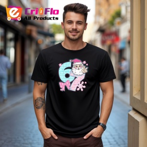 Tricou SIX SEVEN 67 Mos Craciun Roz, din bumbac 100%, tricou negru, Copii | Dama | Barbat - Img 3