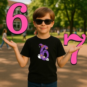 Tricou SIX SEVEN 67 Numar Halloween Violet, din bumbac 100%, tricou negru, Copii | Dama | Barbat - Img 2