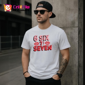 Tricou SIX SEVEN 67 Sarut Rosu Fun, din bumbac 100%, tricou alb, Copii | Dama | Barbat - Img 3