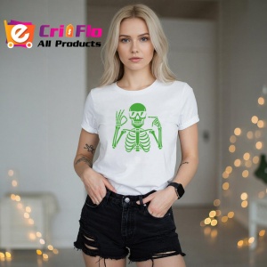 Tricou SIX SEVEN 67 Schelet Cool Verde, din bumbac 100%, tricou alb, Copii | Dama | Barbat
