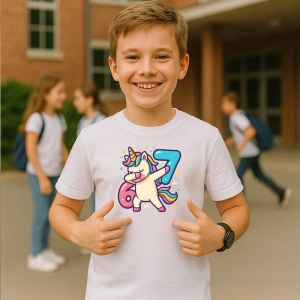 Tricou SIX SEVEN 67 Unicorn Colorat Vesel, din bumbac 100%, tricou alb, Copii | Dama | Barbat