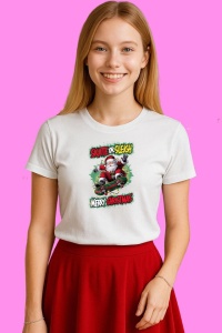 Tricou Skate Or Sleigh Santa, din bumbac 100%, tricou alb, Copii | Dama | Barbat - Img 3