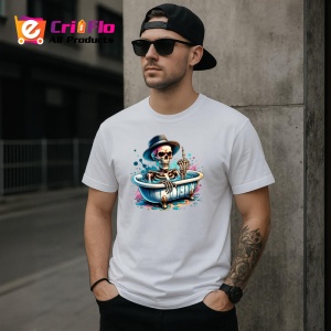Tricou skeleton in bath flipping off, schelet in cada facand semn obscen, Copii | Dama | Barbat