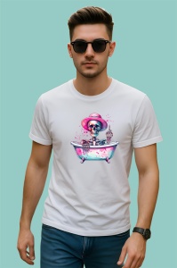 Tricou skeleton in bathtub hat, schelet in cada cu palarie, Copii | Dama | Barbat - Img 2