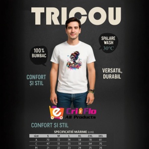 Tricou skeleton makeup flowers tattoos, fata cu machiaj schelet si flori tatuate, Copii | Dama | Barbat - Img 7