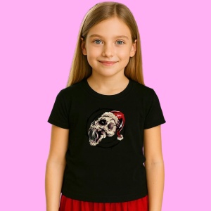 Tricou Skull Santa Hat, din bumbac 100% Copii | Dama | Barbat - Img 3