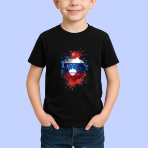 Tricou Slovenia Steag Splash Art, Copii | Dama | Barbat, culoare negru - Img 3