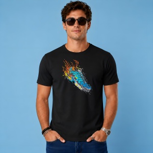 Tricou Sneaker Abstract Negru Auriu Drip Urban Liquid Art V2, din bumbac 100%, tricou negru, Copii | Dama | Barbat