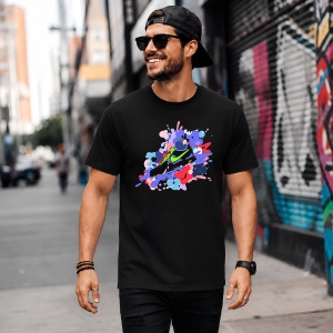 Tricou Sneaker Lime Green Splash Abstract Urban Streetwear Design, din bumbac 100%, tricou negru, Copii | Dama | Barbat - Img 5