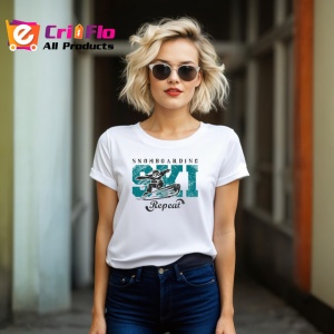 Tricou Snowboarding Ski Repeat Design Iarna V1, din bumbac 100% , tricou alb pentru Copii | Dama | Barbat - Img 8