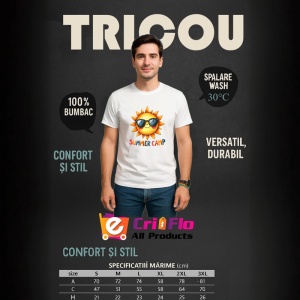 Tricou Soare vesel cu ochelari text summer camp desen de vacanta copii Copii | Dama | Barbat Barbat - Img 9