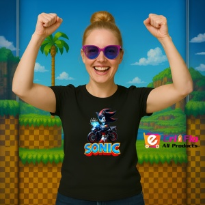 Tricou Sonic Shadow pe motocicleta - Viteza Intunecata Copii | Dama | Barbat - Img 11
