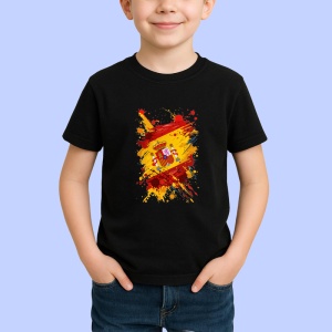 Tricou Spain Steag Splash Art, Copii | Dama | Barbat, culoare negru - Img 3