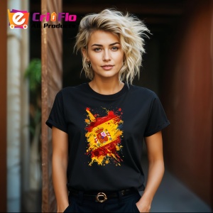 Tricou Spain Steag Splash Art, Copii | Dama | Barbat, culoare negru