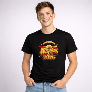Tricou Spain World Cup 2026 Fifa V2, din bumbac 100%, tricou negru, Copii | Dama | Barbat - Img 2