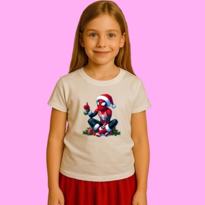 Tricou Spider Man Christmas Musculos Cu Glob, din bumbac 100%, tricou alb, Copii | Dama | Barbat