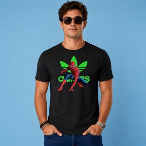 Tricou Spiderman Pozitie Lupta Logo Verde Urban Hero Design, din bumbac 100%, tricou negru, Copii | Dama | Barbat - Img 3